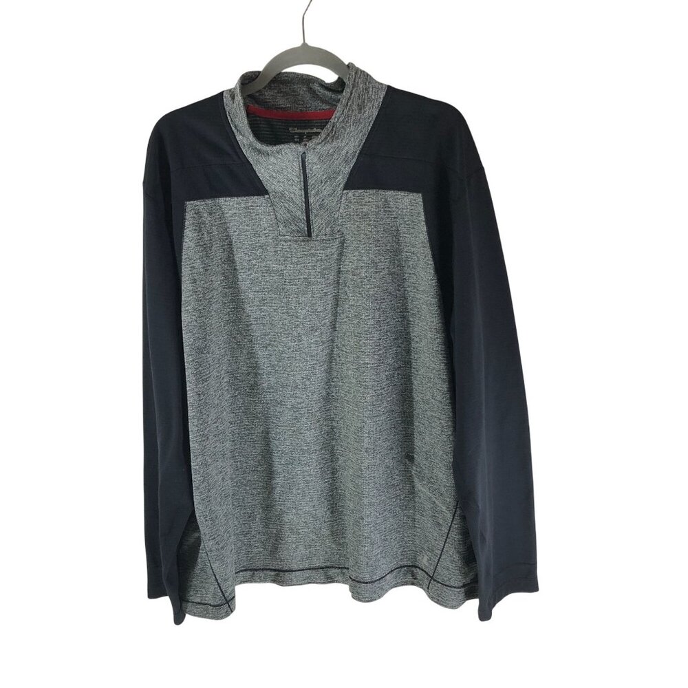 Champion Mens 1/4 Zip Gray & Black Pullover Long Sleeve XXL